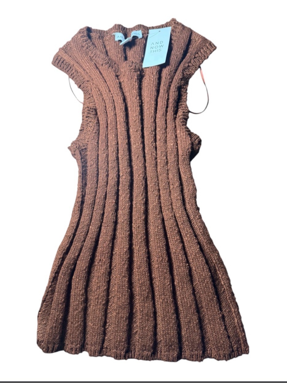 AND NOW THIS Women’s Brown Ribbed Knit Sleeveless Top Size M NWT